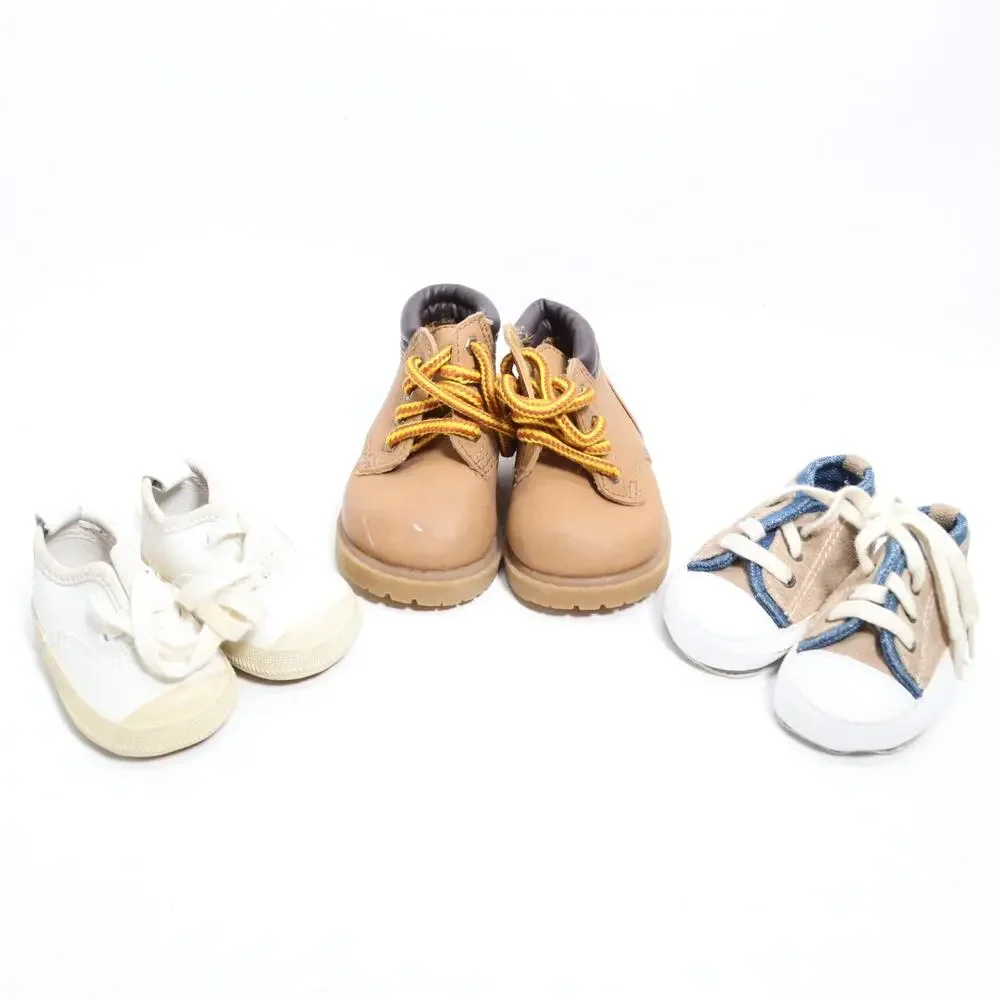 Lot of 3 Infant Baby Shoes Sneakers 0 Boots 2W White Keds Workboots Suede BDs